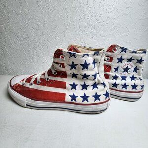 Converse Chuck Taylor All Star High Top Shoes Junior 6 USA Flag Stars Stripes